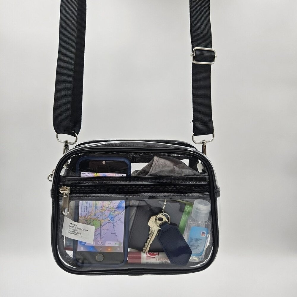 NWT Clear Stadium/Concert Crossbody Bag - Black /Transparent!